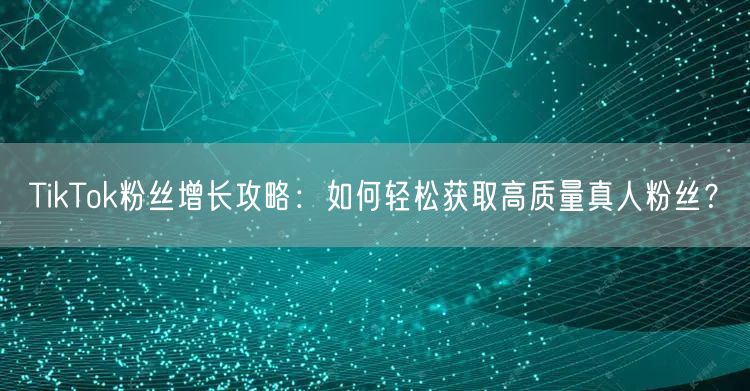 TikTok粉丝增长攻略：如何轻松获取高质量真人粉丝？