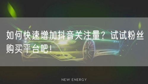 如何快速增加抖音关注量？试试粉丝购买平台吧！