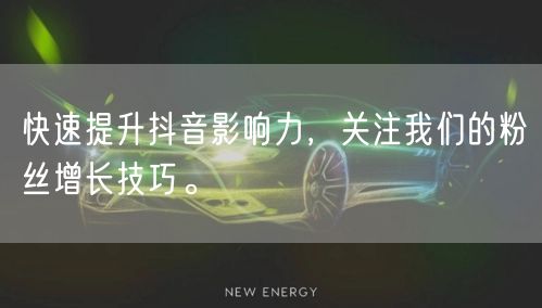 快速提升抖音影响力，关注我们的粉丝增长技巧。