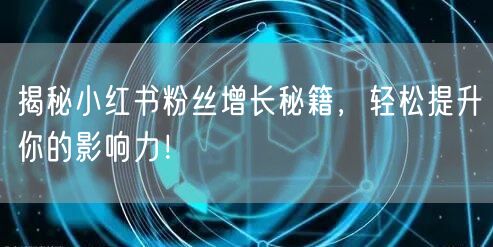 揭秘小红书粉丝增长秘籍，轻松提升你的影响力！