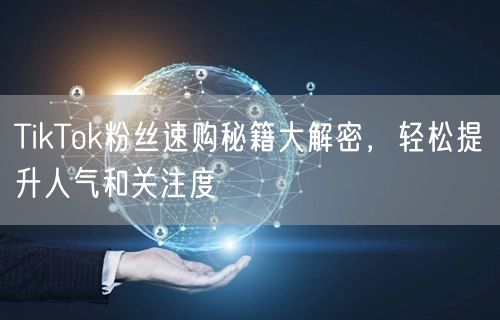 TikTok粉丝速购秘籍大解密，轻松提升人气和关注度
