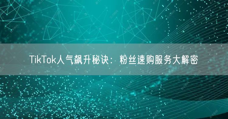 TikTok人气飙升秘诀：粉丝速购服务大解密