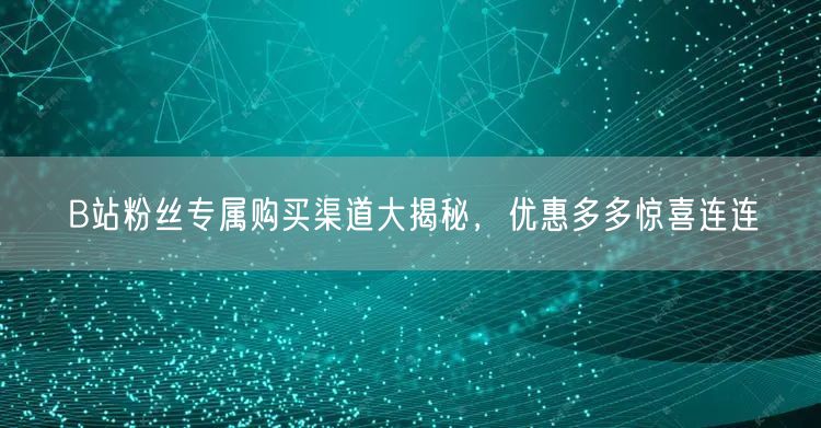 B站粉丝专属购买渠道大揭秘，优惠多多惊喜连连