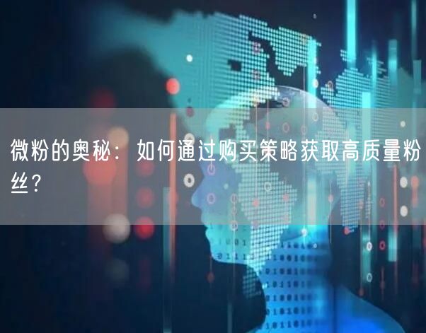 微粉的奥秘：如何通过购买策略获取高质量粉丝？