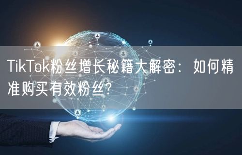 TikTok粉丝增长秘籍大解密：如何精准购买有效粉丝?
