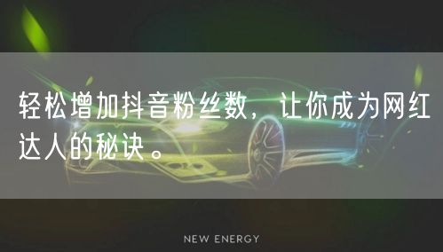 轻松增加抖音粉丝数，让你成为网红达人的秘诀。