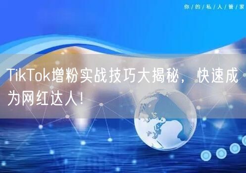 TikTok增粉实战技巧大揭秘，快速成为网红达人！