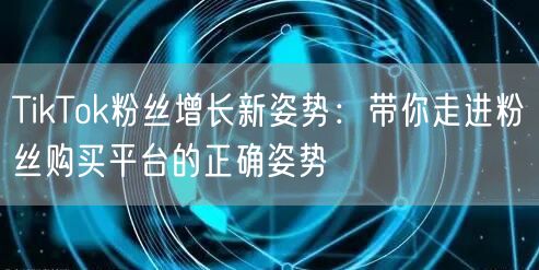 TikTok粉丝增长新姿势：带你走进粉丝购买平台的正确姿势