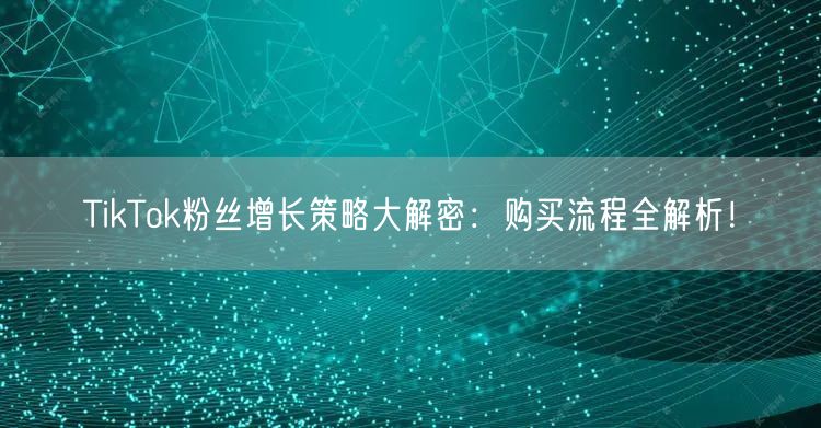 TikTok粉丝增长策略大解密：购买流程全解析！