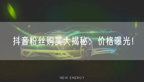 抖音粉丝购买大揭秘：价格曝光！