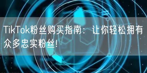 TikTok粉丝购买指南：让你轻松拥有众多忠实粉丝!