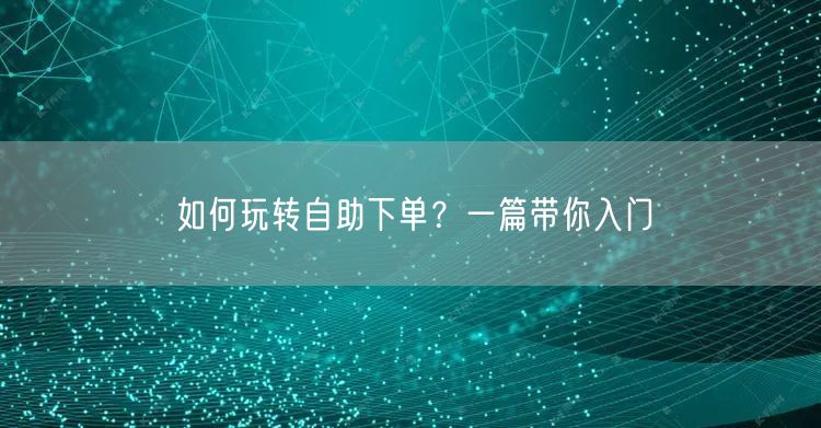 如何玩转自助下单？一篇带你入门