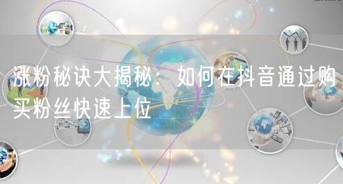 涨粉秘诀大揭秘：如何在抖音通过购买粉丝快速上位
