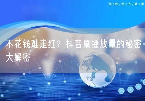 不花钱难走红？抖音刷播放量的秘密大解密
