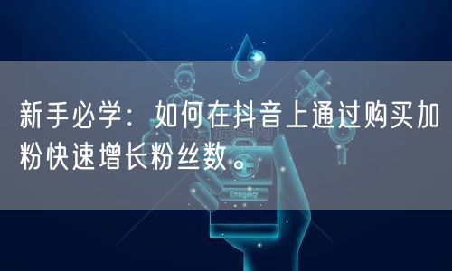 新手必学：如何在抖音上通过购买加粉快速增长粉丝数。
