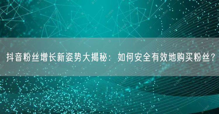 抖音粉丝增长新姿势大揭秘：如何安全有效地购买粉丝？
