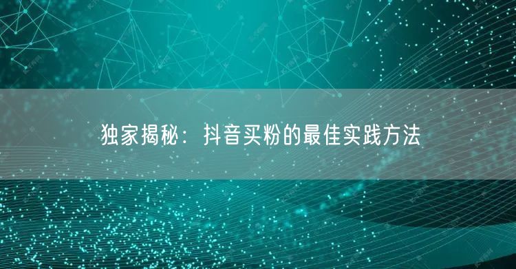 独家揭秘：抖音买粉的最佳实践方法
