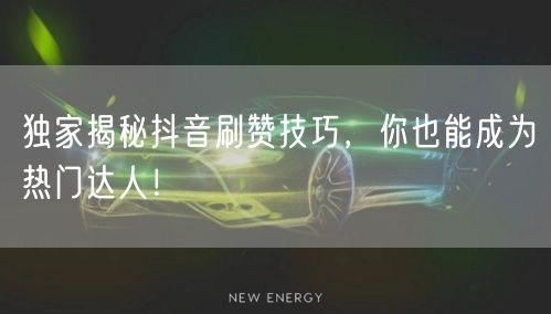 独家揭秘抖音刷赞技巧，你也能成为热门达人！