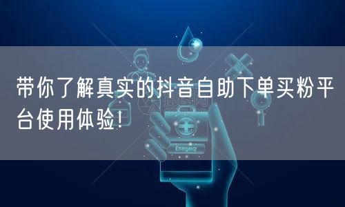 带你了解真实的抖音自助下单买粉平台使用体验！