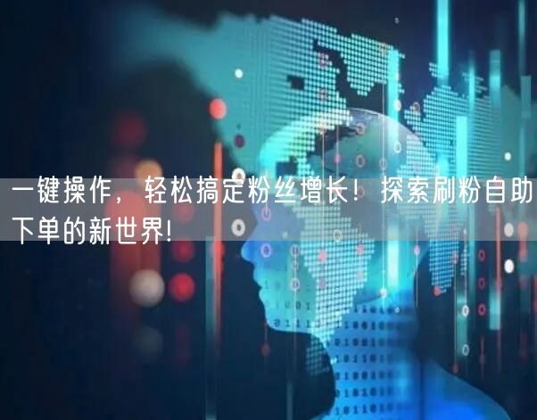 一键操作，轻松搞定粉丝增长！探索刷粉自助下单的新世界!