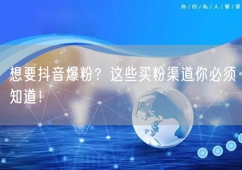 想要抖音爆粉？这些买粉渠道你必须知道！