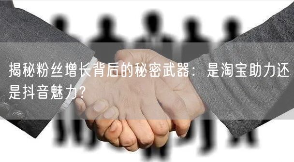 揭秘粉丝增长背后的秘密武器：是淘宝助力还是抖音魅力？