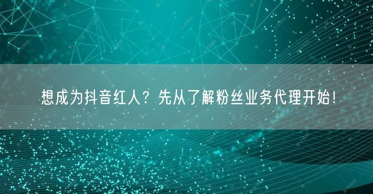 想成为抖音红人？先从了解粉丝业务代理开始！