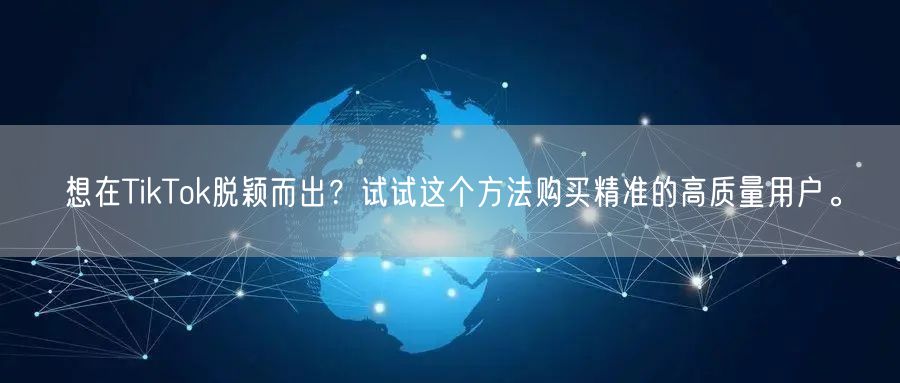 想在TikTok脱颖而出？试试这个方法购买精准的高质量用户。