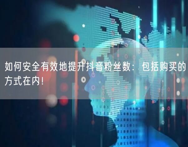 如何安全有效地提升抖音粉丝数：包括购买的方式在内！