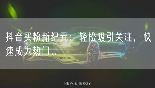 抖音买粉新纪元：轻松吸引关注，快速成为热门。