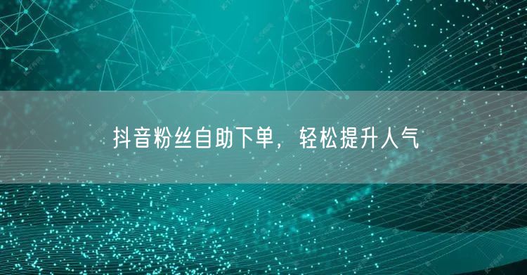 抖音粉丝自助下单，轻松提升人气