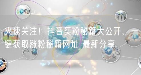 火速关注！抖音买粉秘籍大公开，一键获取涨粉秘籍网址 最新分享