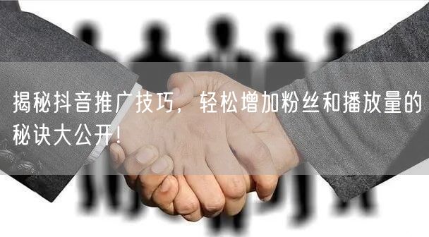 揭秘抖音推广技巧，轻松增加粉丝和播放量的秘诀大公开！