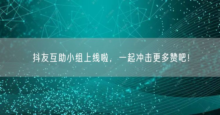 抖友互助小组上线啦，一起冲击更多赞吧！