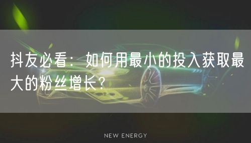 抖友必看：如何用最小的投入获取最大的粉丝增长？