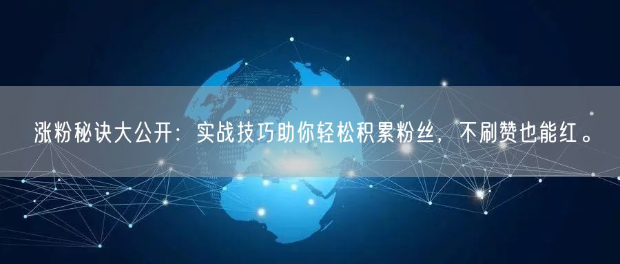 涨粉秘诀大公开：实战技巧助你轻松积累粉丝，不刷赞也能红。