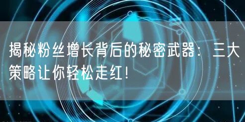 揭秘粉丝增长背后的秘密武器：三大策略让你轻松走红！