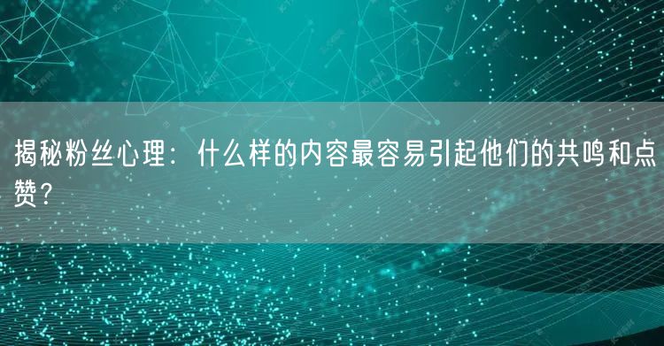 揭秘粉丝心理：什么样的内容最容易引起他们的共鸣和点赞？