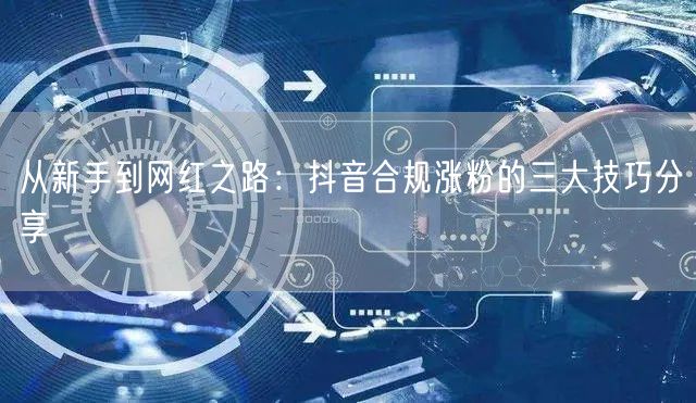 从新手到网红之路：抖音合规涨粉的三大技巧分享