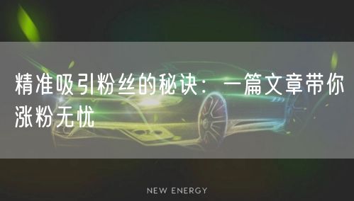 精准吸引粉丝的秘诀：一篇文章带你涨粉无忧