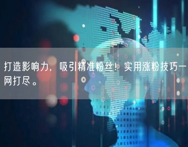 打造影响力，吸引精准粉丝！实用涨粉技巧一网打尽。