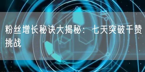 粉丝增长秘诀大揭秘：七天突破千赞挑战