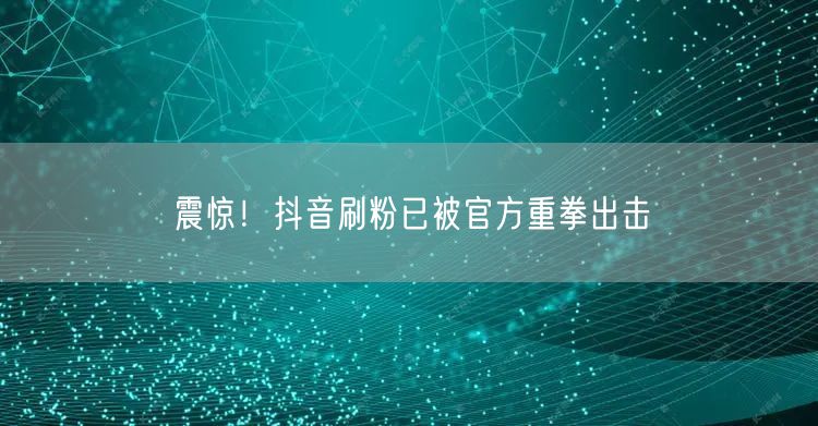 震惊！抖音刷粉已被官方重拳出击