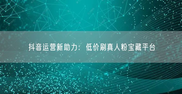 抖音运营新助力：低价刷真人粉宝藏平台