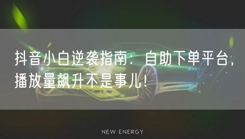 抖音小白逆袭指南：自助下单平台，播放量飙升不是事儿！