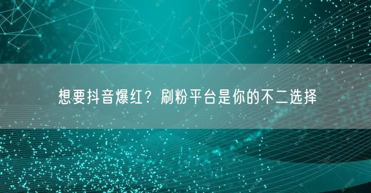 想要抖音爆红？刷粉平台是你的不二选择
