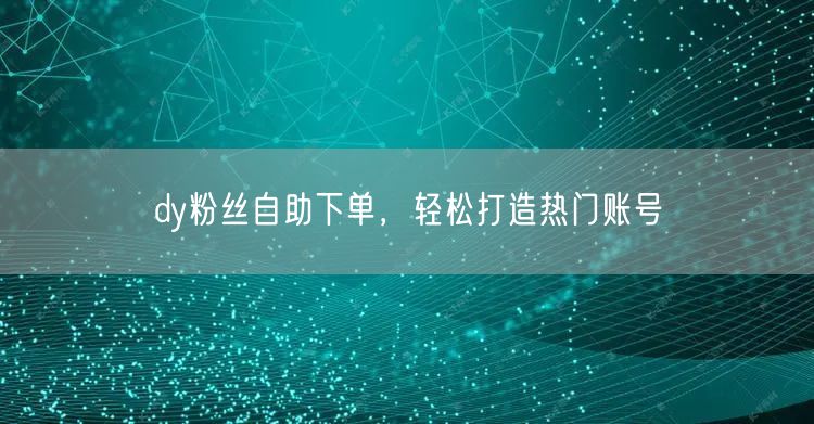 dy粉丝自助下单，轻松打造热门账号