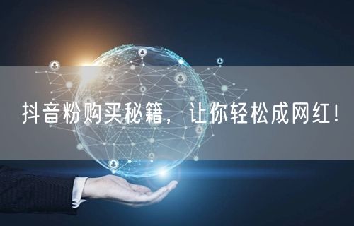 抖音粉购买秘籍，让你轻松成网红！