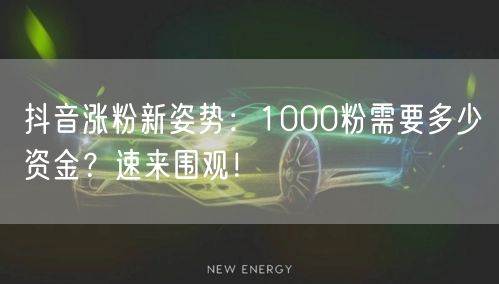 抖音涨粉新姿势：1000粉需要多少资金？速来围观！