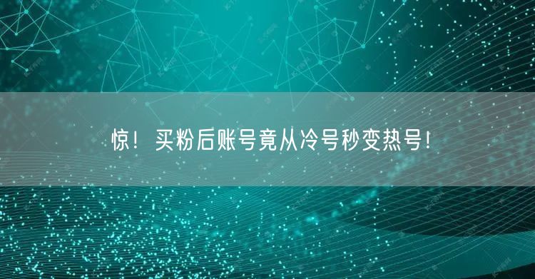 惊！买粉后账号竟从冷号秒变热号！